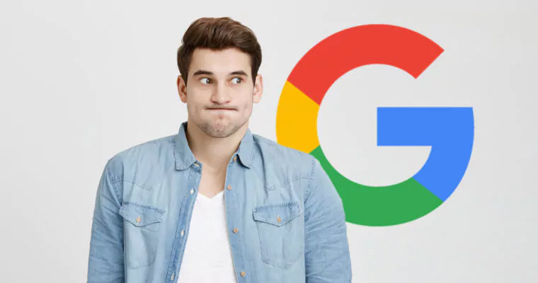 Hombre de frente el logo de Google